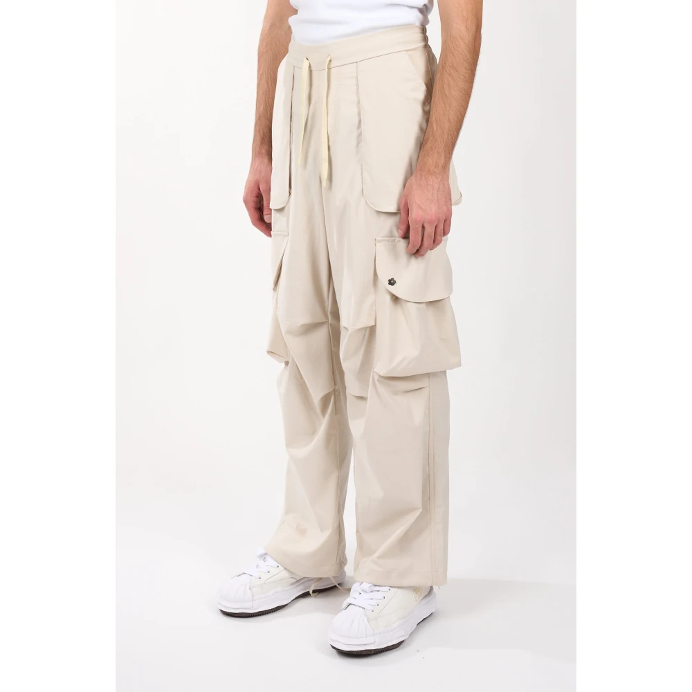 A Paper Kid Flanellen cargobroek met elastische taille Beige Heren