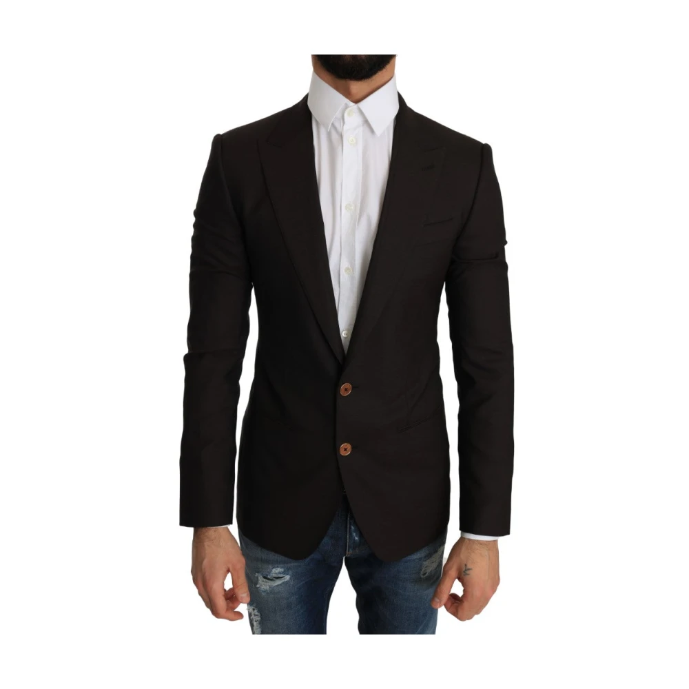 Dolce & Gabbana Men's Brown Blazers,, Slim Wool Blazer Jacket Extra Small
