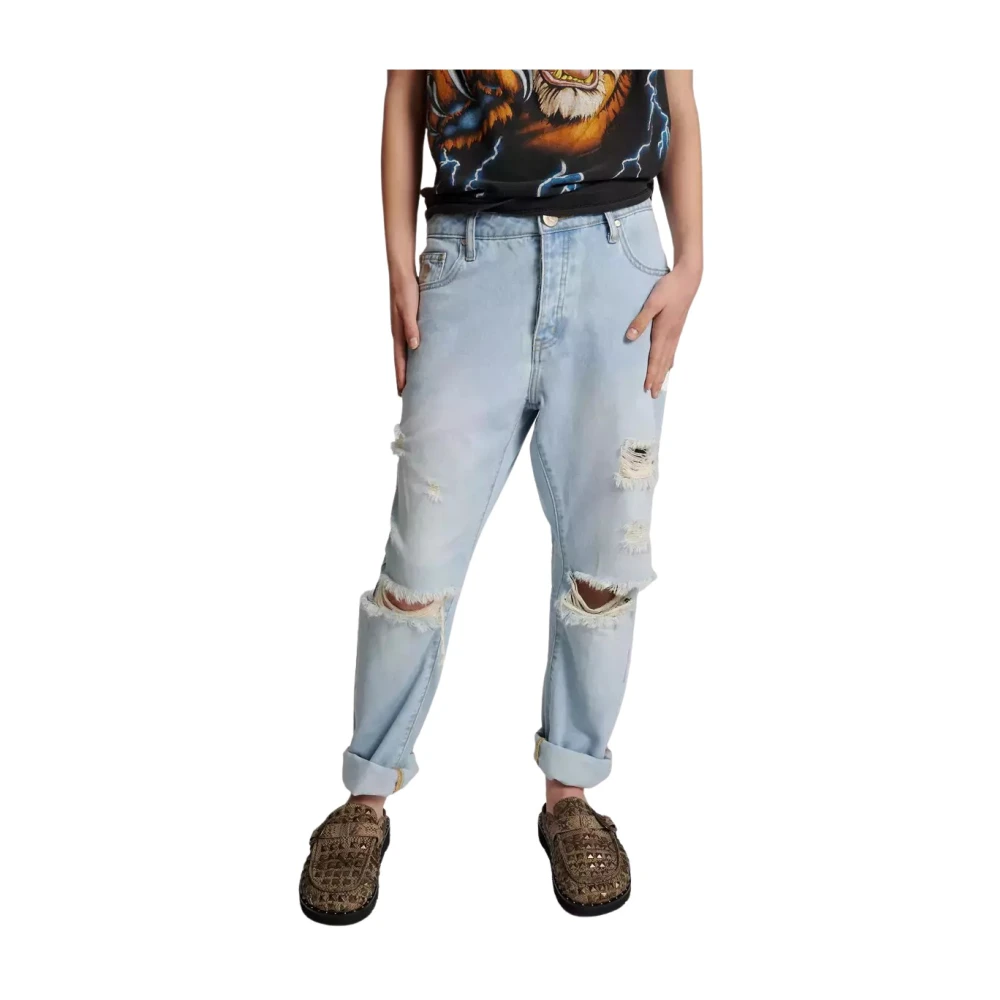 One Teaspoon Blue Distressed Denim Jeans - Female - Loose Fit Jeans - W32 - Jeans
