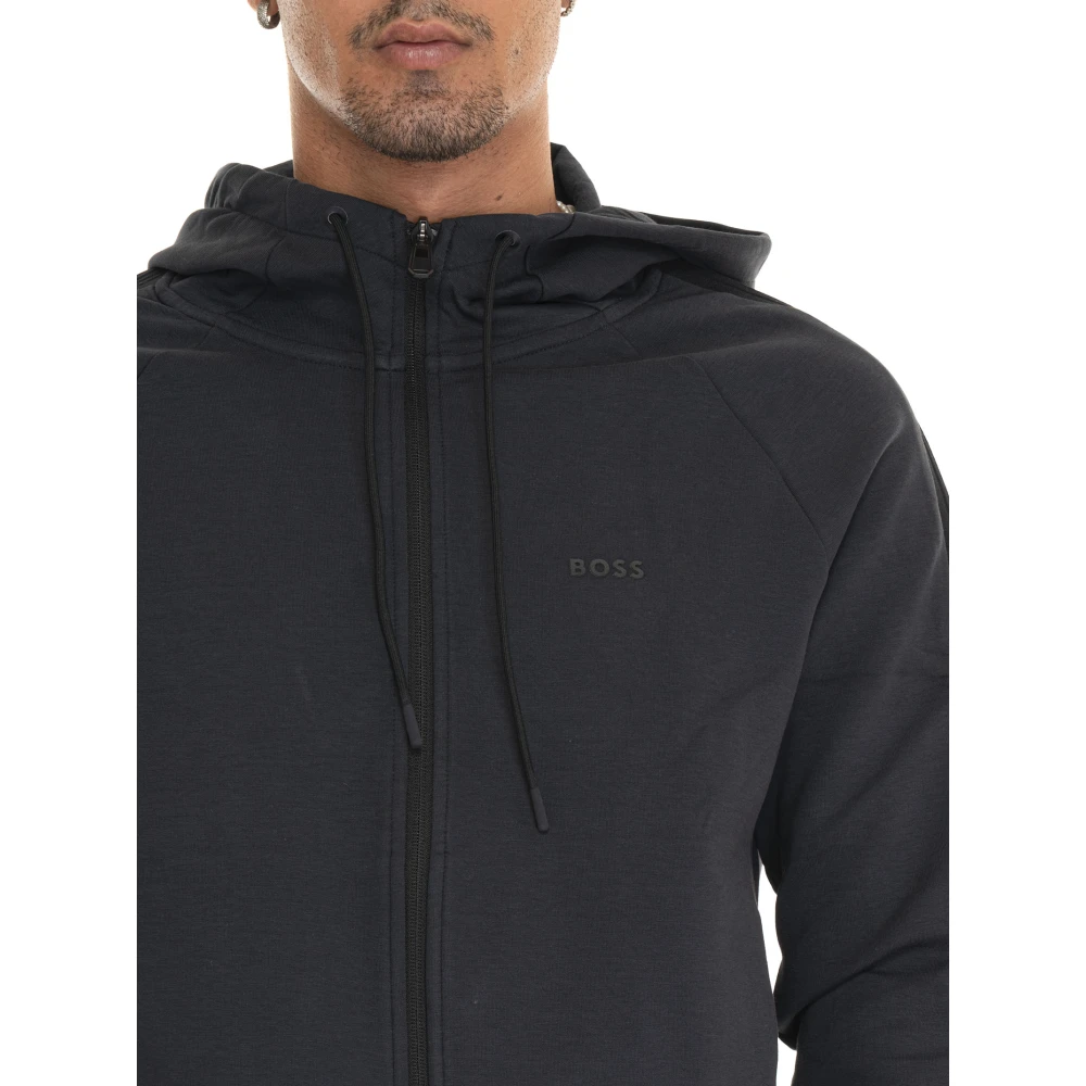 Boss Hoodie met rits en logo Blue Heren