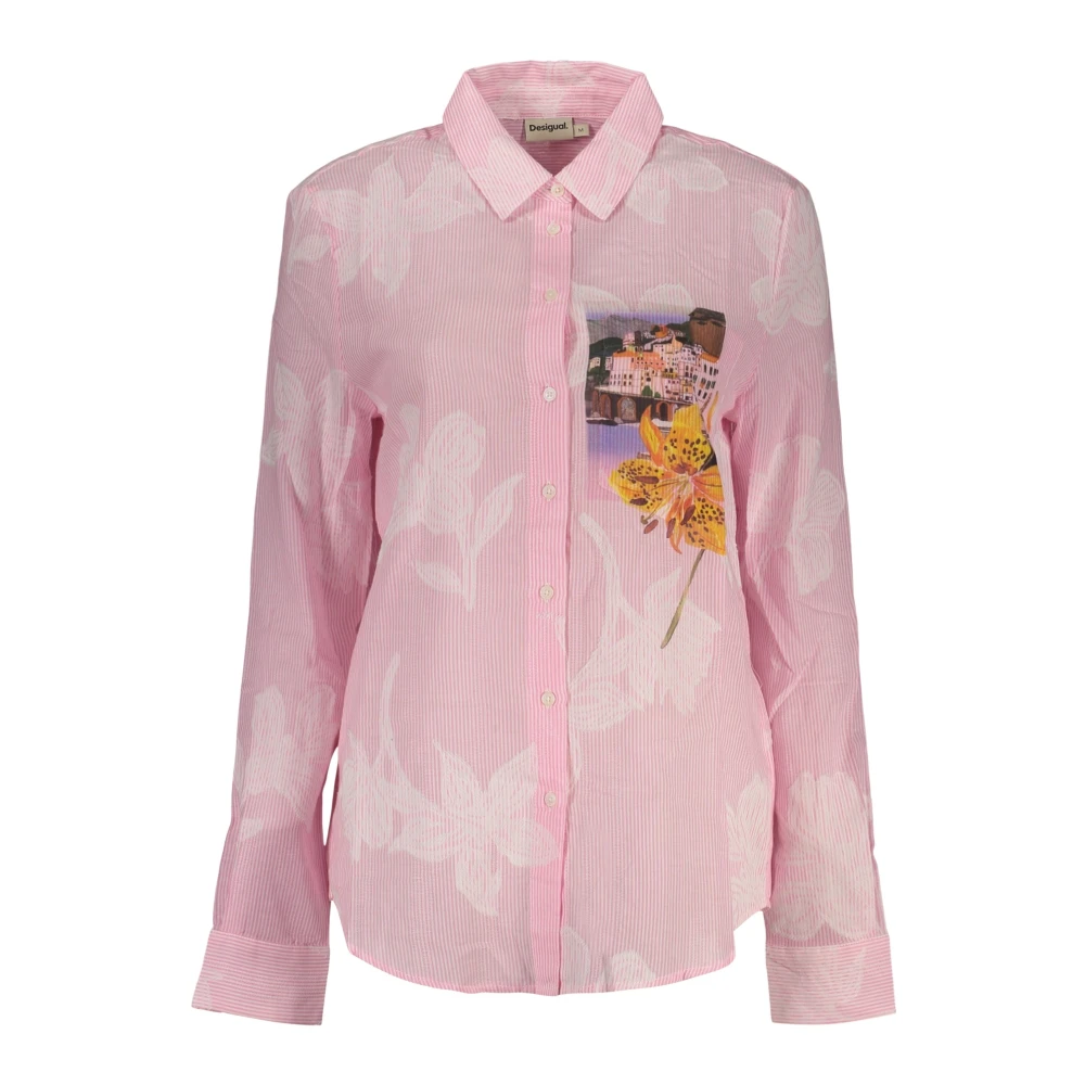 Desigual Women's Pink Long Striped Shirt - Shirts - S - Blouses & Shirts