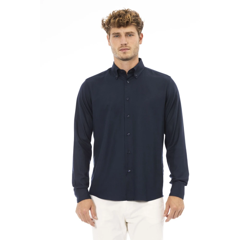 Baldinini Button-down Shirt Korte Kraag Voorknoopsluiting Blue Heren