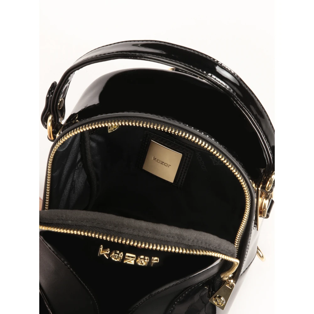 Kazar Kleine rugzak in lakleer en suède Black Dames