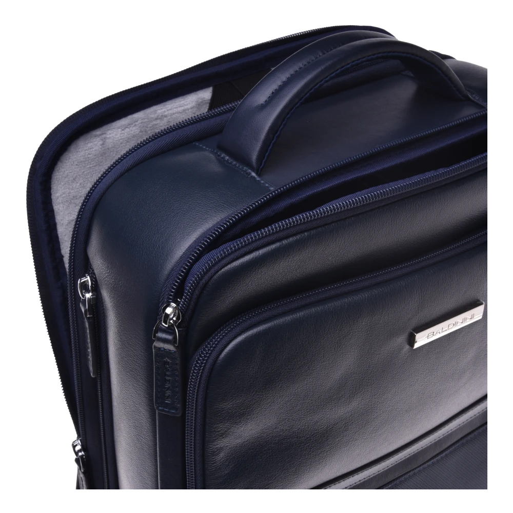 Baldinini Backpack in blue leather and nylon Blue Heren