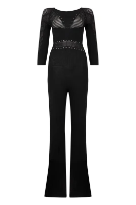 Elegant åtsittande jumpsuit med urringning