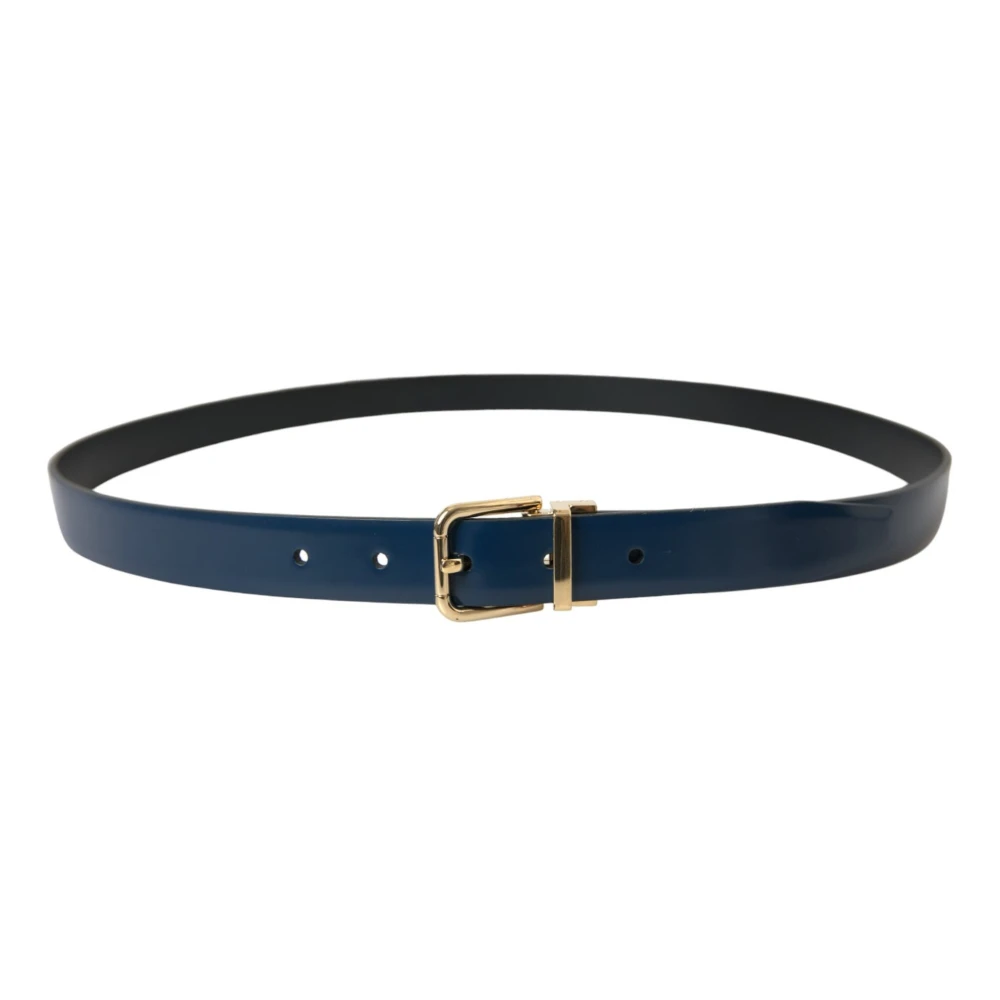Dolce & Gabbana Elegante blauwe leren riem met metalen gesp Blue Heren