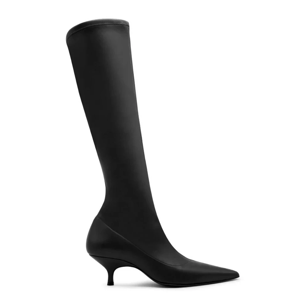 Gia Borghini Zwarte Kitten Heel Puntige Neus Laarzen