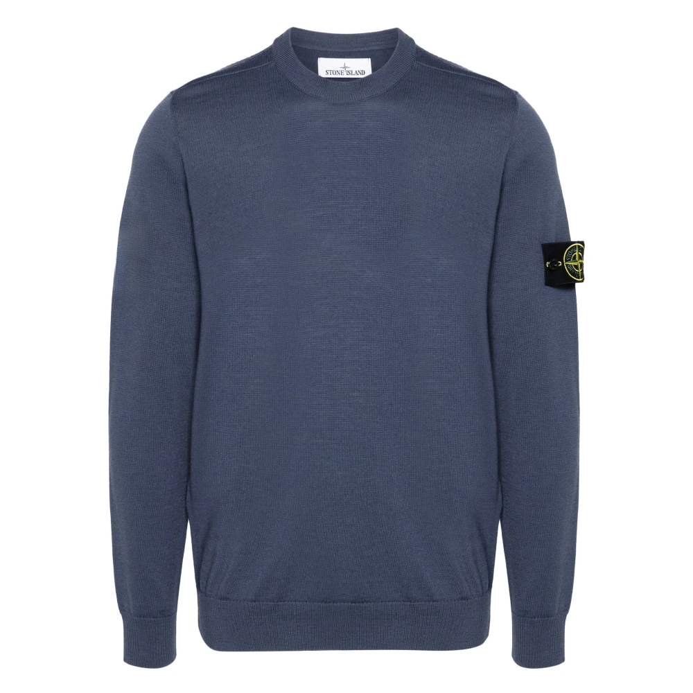 Stone Island Certifierad RWS Ull Crewneck Tröja Blue, Herr