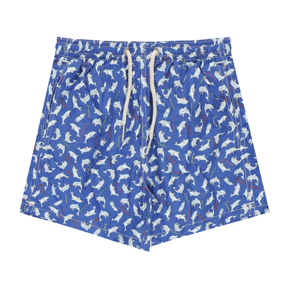 Mc2 Saint Barth Boys Blue Jean Lighting Swim Trunk - Kids Swimming Trunks - 8 Y - Kids