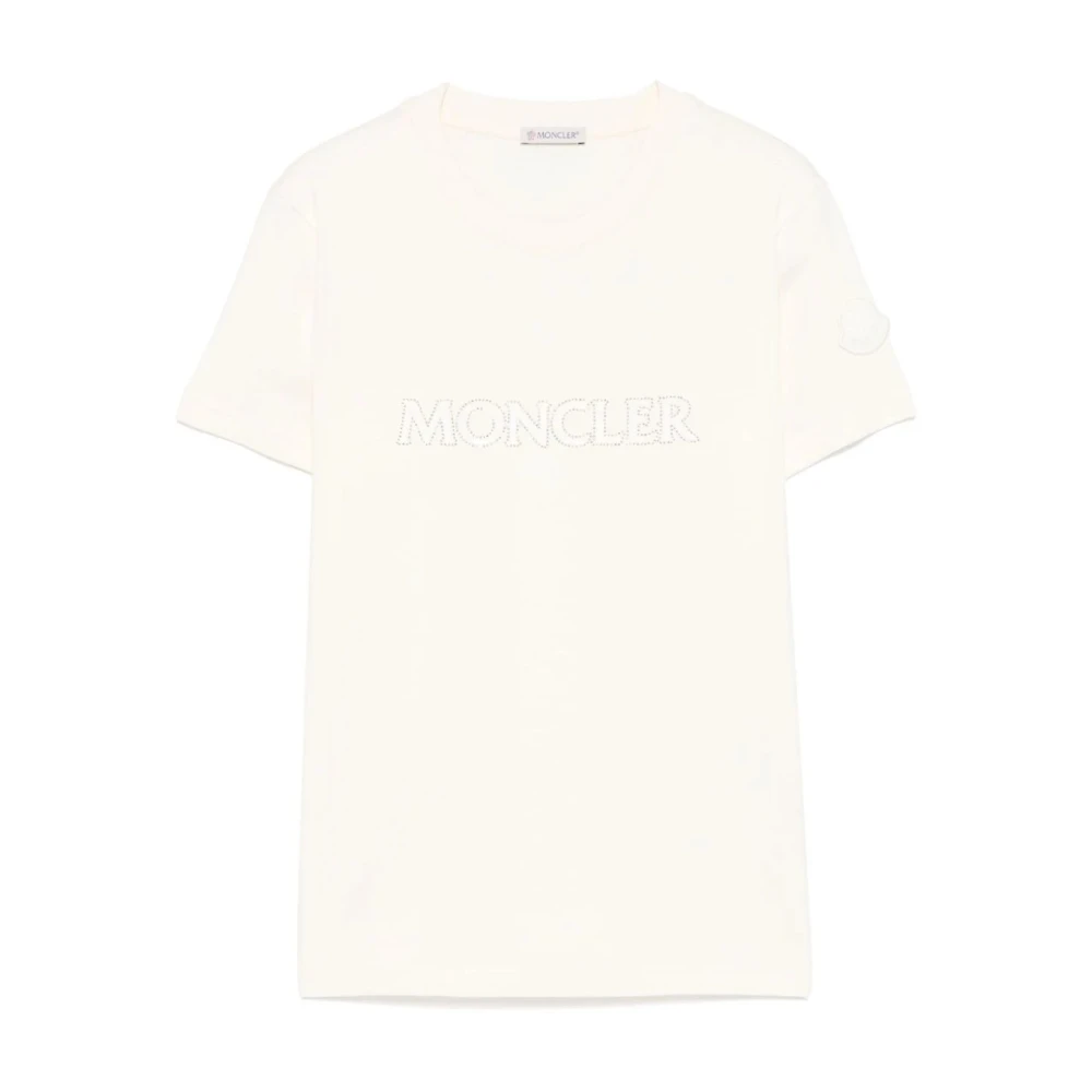 Moncler Korte Mouw Top in Verbluffende Kleur White Dames