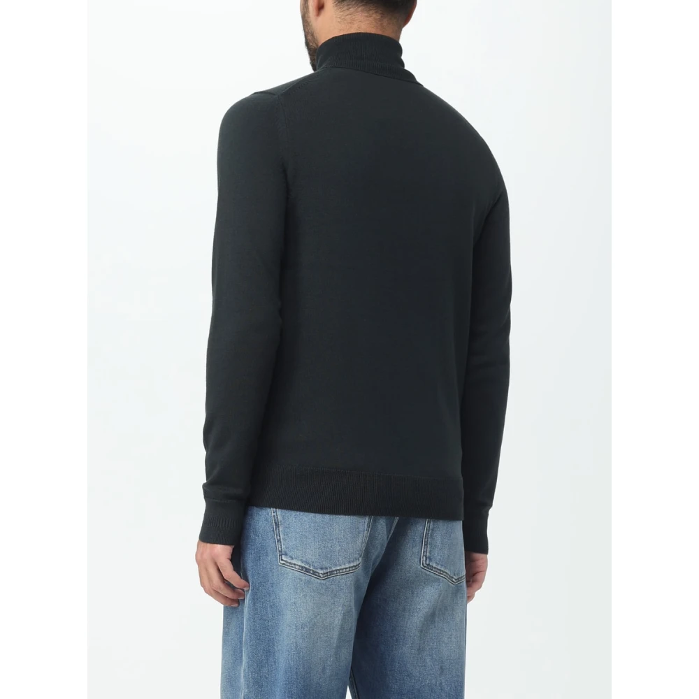 Fred Perry Hoge hals katoen en merinowol trui Black Heren