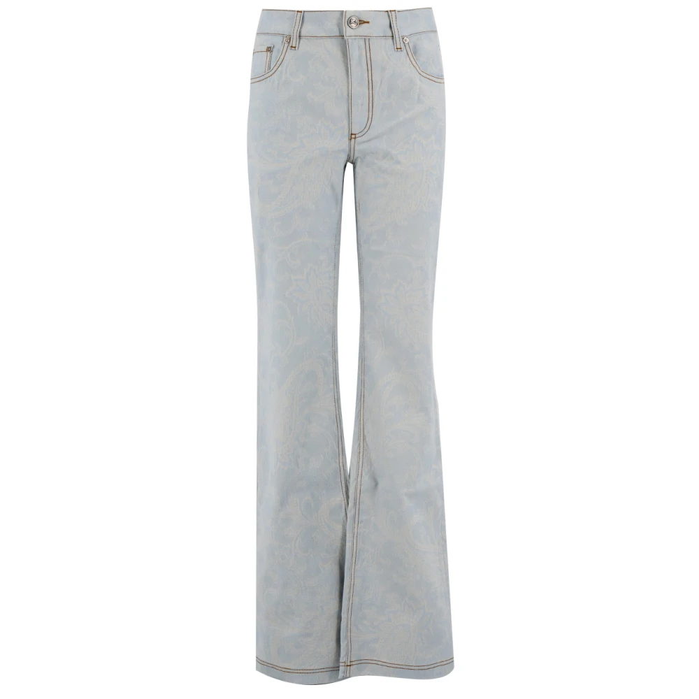 Etro Women's Blue Flared Jeans With Flower And Bee Print - Flare Jeans - W27 - Jeans