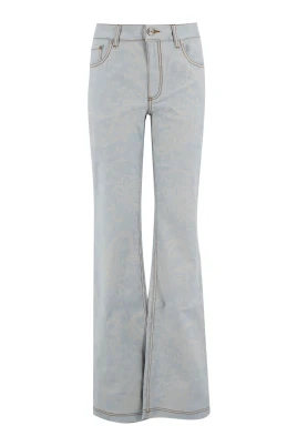 Utsvängda Jeans med Blom- och Bitryck