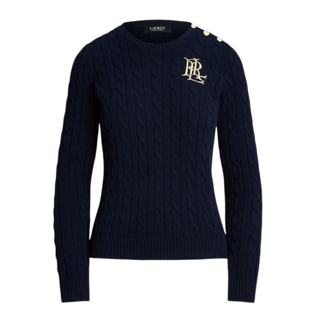 Ralph Lauren Kvinno Blå Stickade Tröjor Dam, M, Round-Neck Stickat