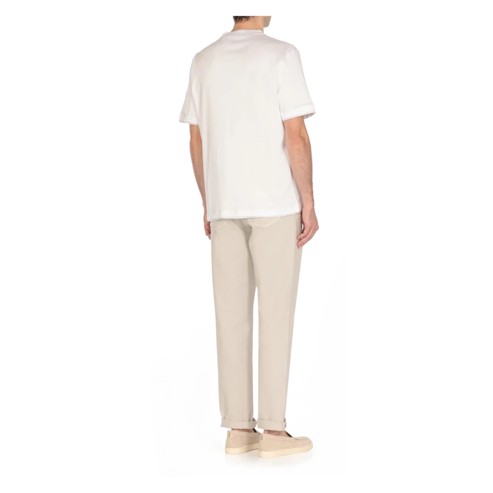 BRUNELLO CUCINELLI Witte Katoenen T-shirt Ronde Hals Korte Mouwen White Heren