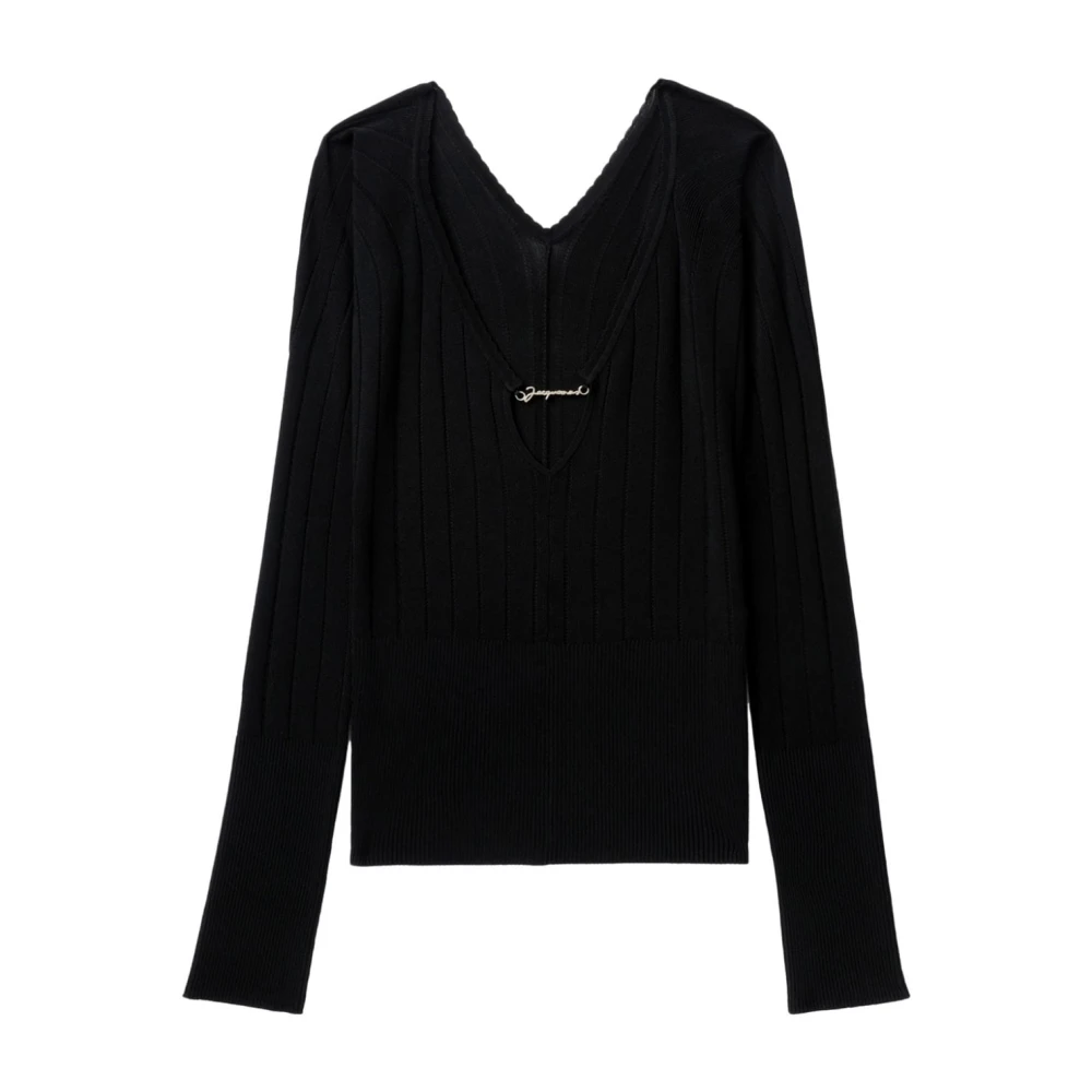 Jacquemus Stijlvolle V-hals Gebreide Trui voor Vrouwen Black Dames