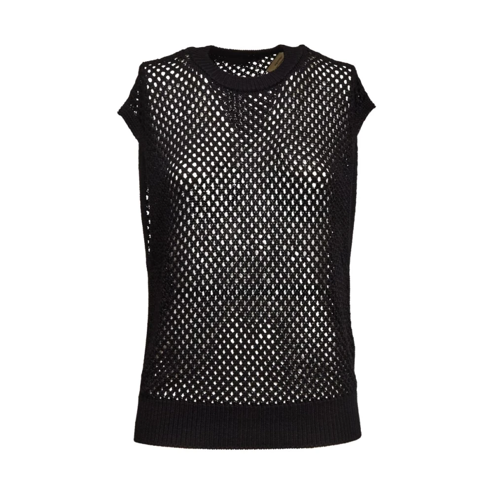 Dondup Women's Black Sleeveless Tops, M, Sleeveless Jumper