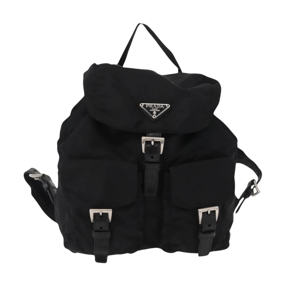 Prada Vintage Unisex Black Pre-Owned Vintage Nylon Backpack