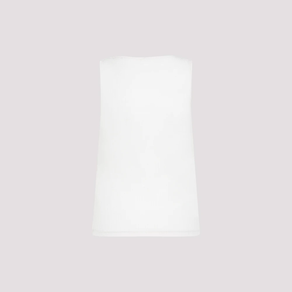 Saint Laurent Geribbelde Wollen Tanktop Naakt & Neutrals White Dames