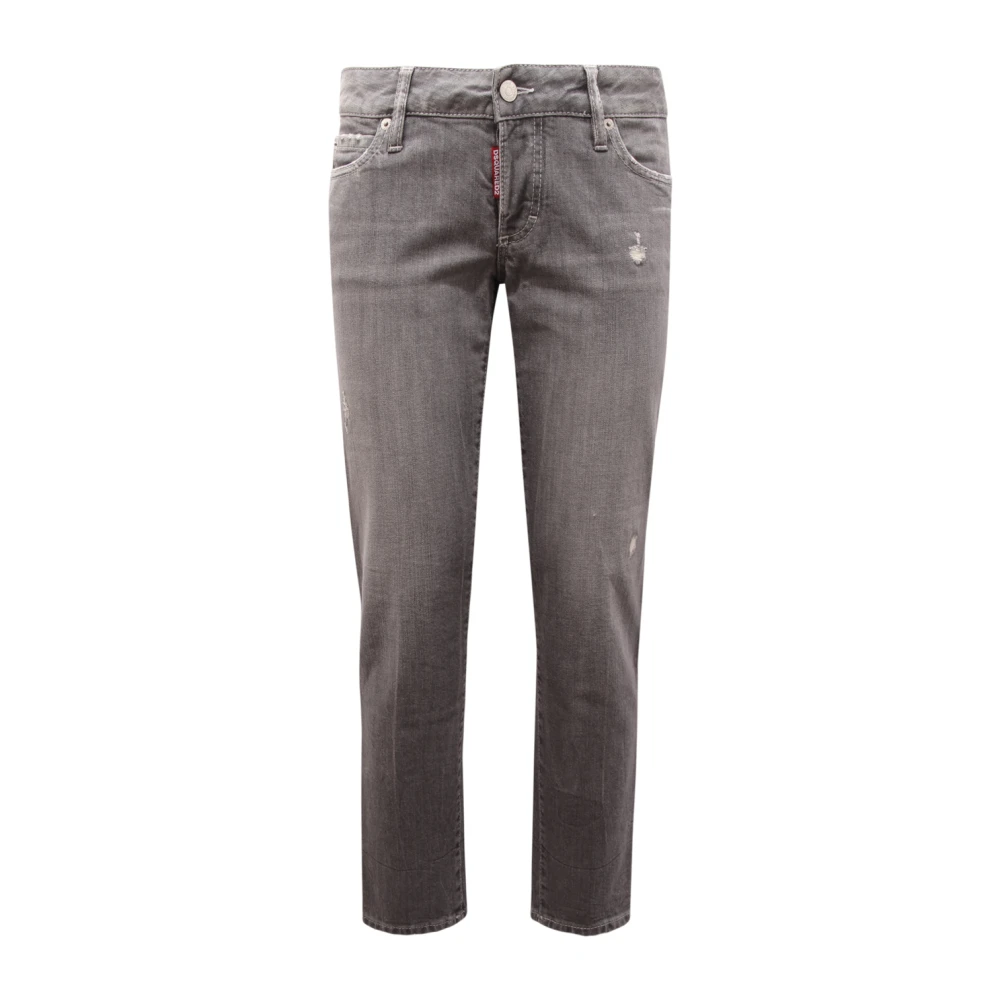 Dsquared2 Women's Gray Cropped Wool Trousers Made In Italy - Slim Fit Jeans - M - Jeans