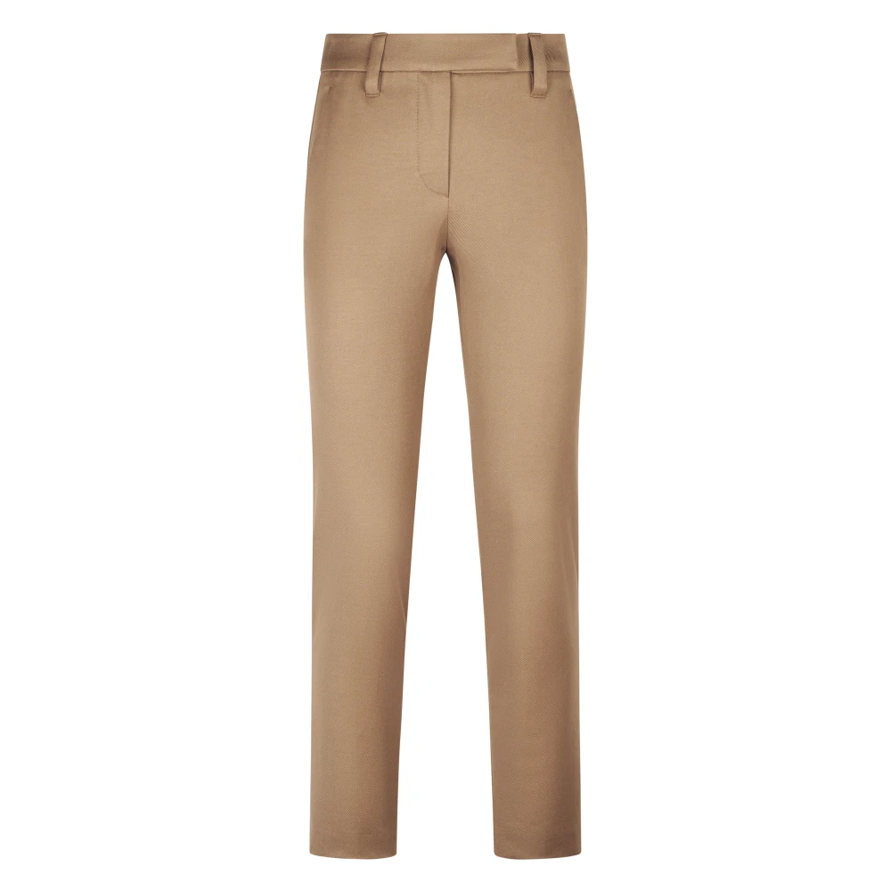 Brunello Cucinelli Women's Brown Slim-Fit Trousers, L, Slim-Fit Trousers