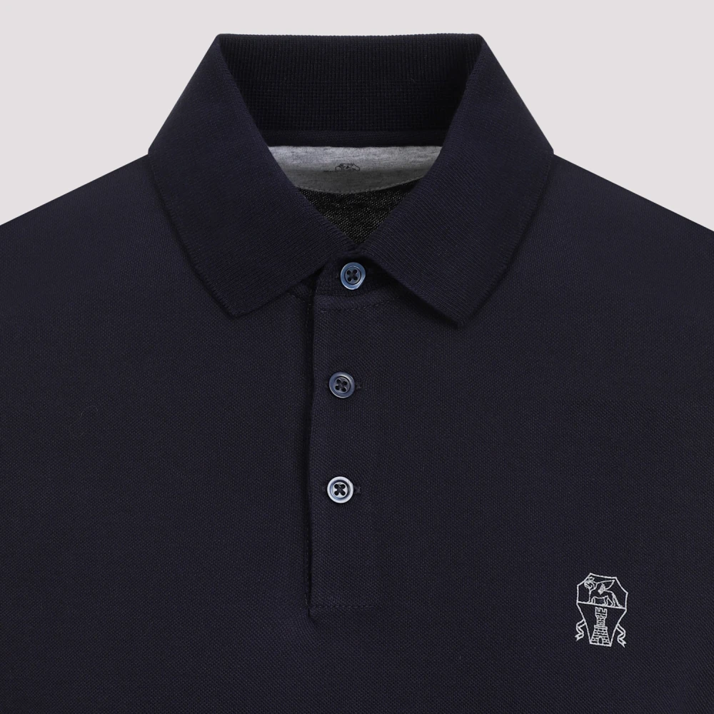 BRUNELLO CUCINELLI Kobalt Grijs Polo Blue Heren