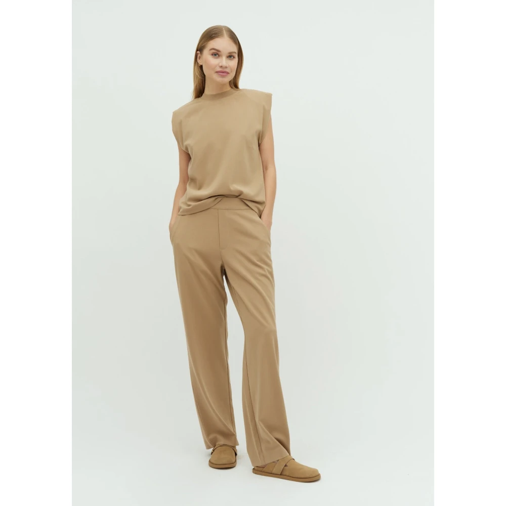 MbyM Beige Mouwloze Top met Schoudervullingen Beige Dames