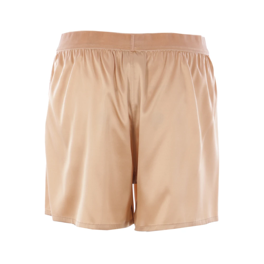 Tom Ford Beige Zijden Stretch Shorts met Fluweel Tailleband Beige Dames