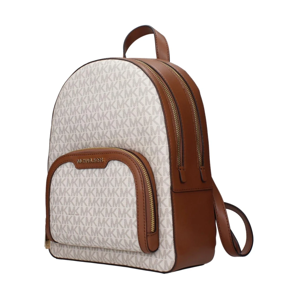 Michael Kors Women's Beige Logo Fabric Backpack With Adjustable Straps