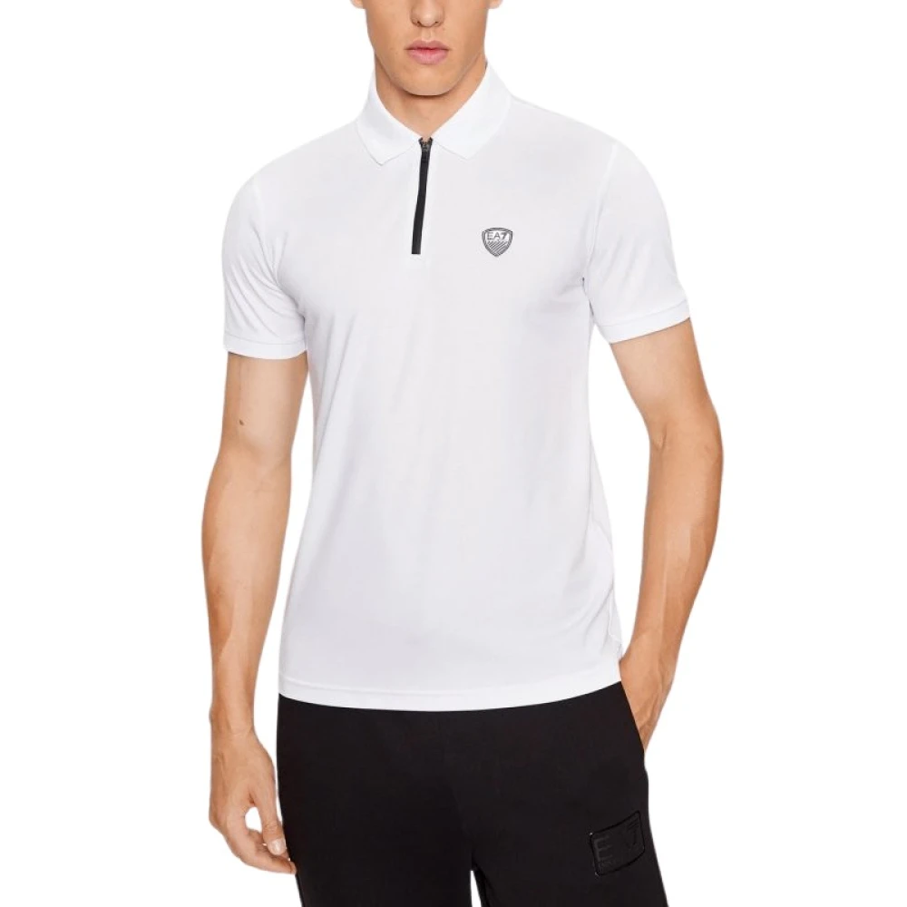 Emporio Armani Ea7 Mannelijk Wit Tops Heren, 2XL, Polo Halfzip Logo