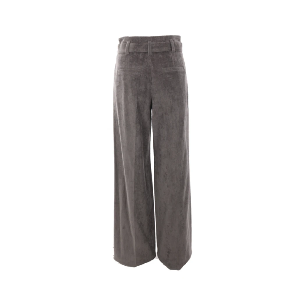 BRUNELLO CUCINELLI Wijde Pijp Fluwelen Broek Gray Dames