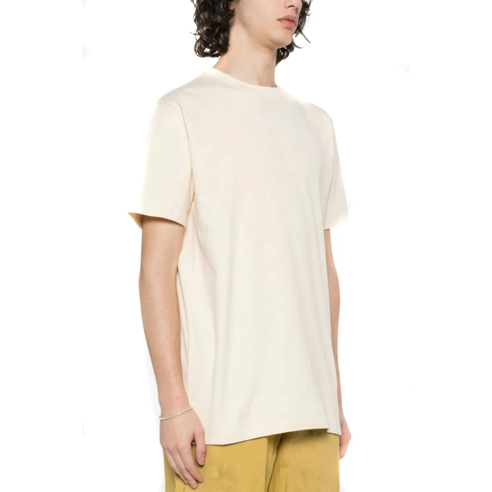 Off White Casual Katoenen T-shirt Beige Heren