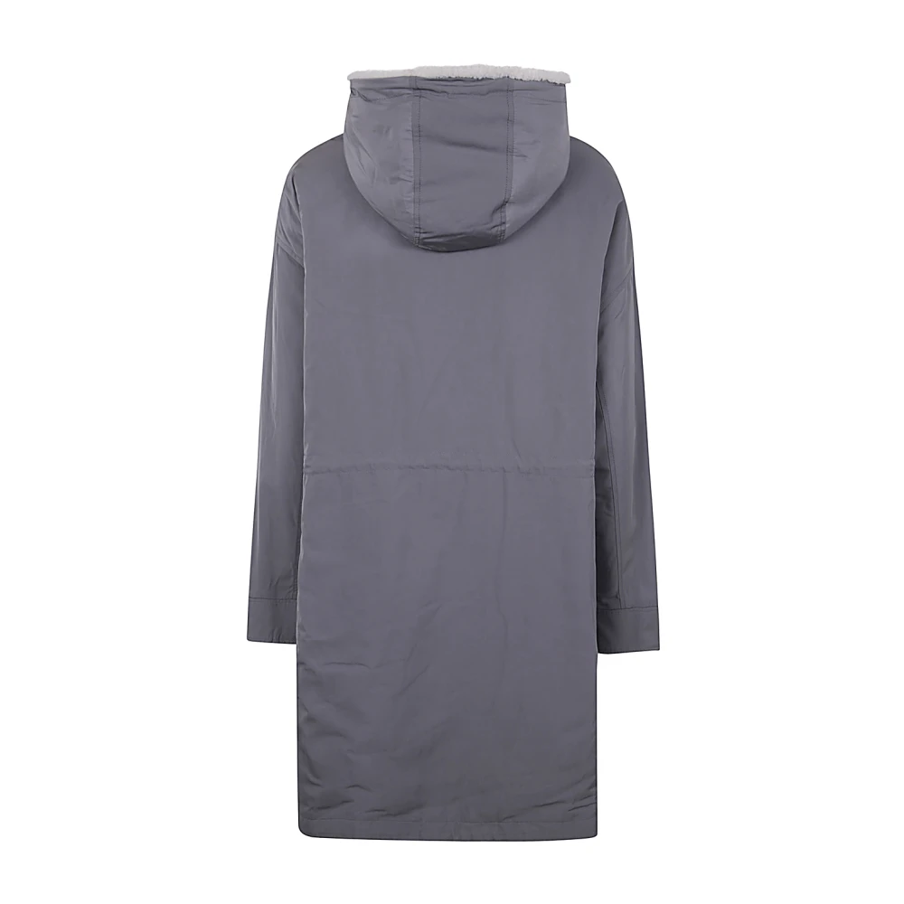 Yves Salomon Omkeerbare Parka in Houtskool Ivoor Gray Dames
