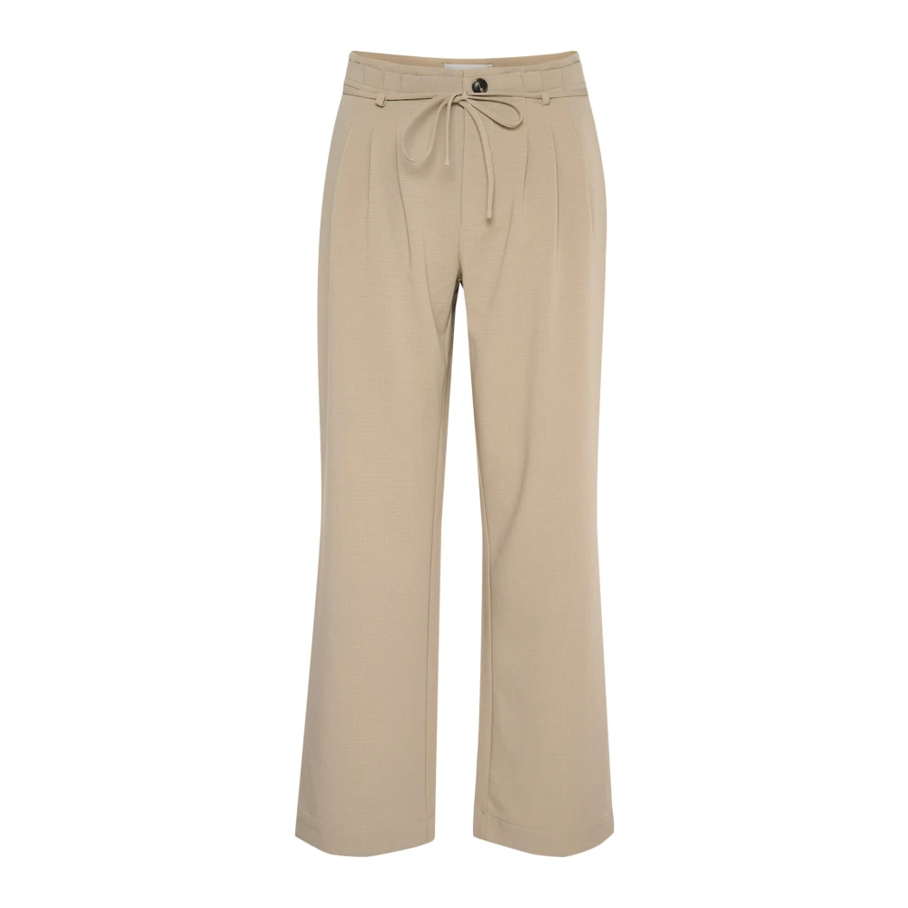 Karen by Simonsen Wijde Pijp Broek Geroosterde Cashew Beige Dames