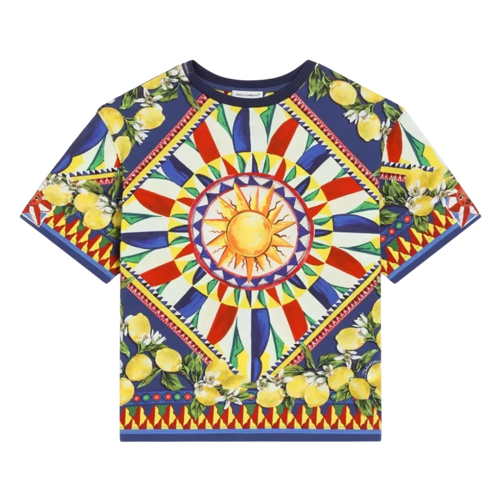 Dolce & Gabbana Boys Blue Carretto Print T-Shirt - Size 4 Years Kids - Image 3