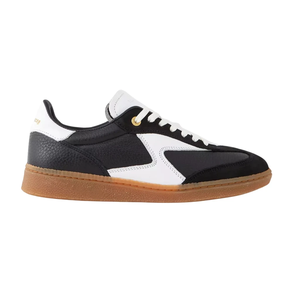 Filling Pieces Zwarte leren sneakers Ronde neus logo Dames Schoenen