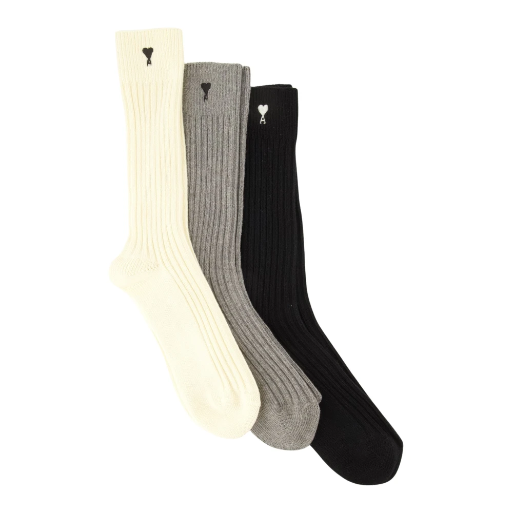 Ami Paris Unisex Multicolor Three-Pack Ami De Coeur Socks - Socks - Xs - Underwear
