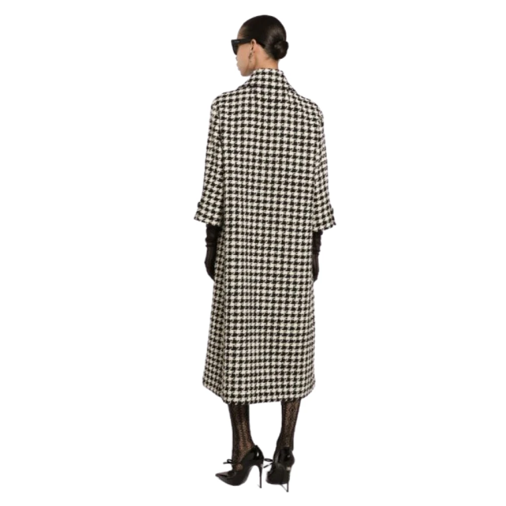 Dolce & Gabbana Houndstooth Trench Coat Gray Dames