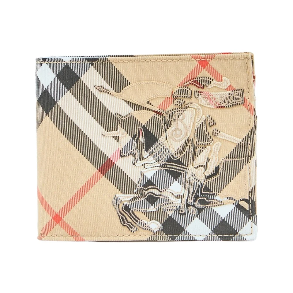 Burberry Geruite Bi-Fold Portemonnee met Logopatch Beige Unisex