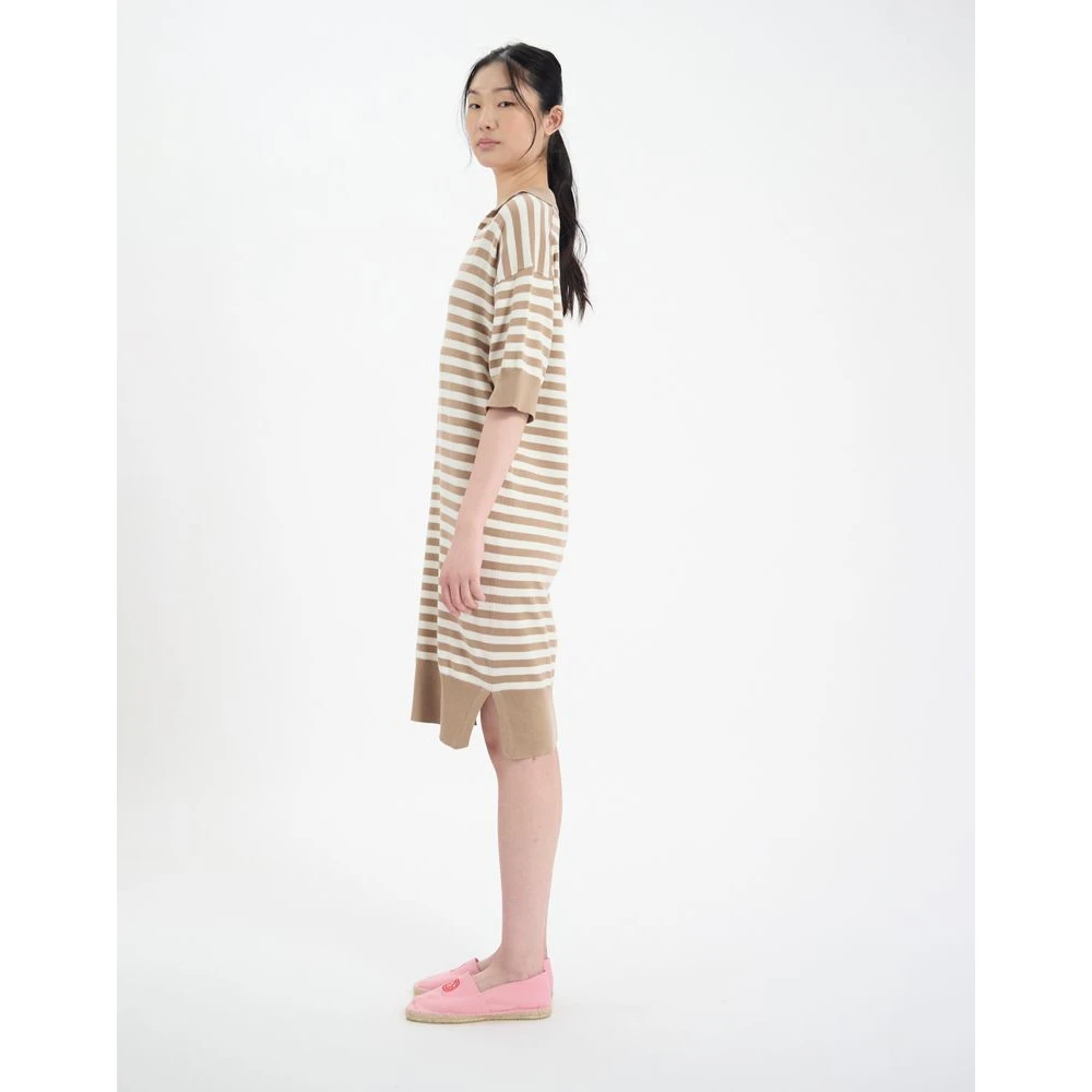 Ines De La Fressange Paris Océane katoenen gestreepte jurk Beige Dames