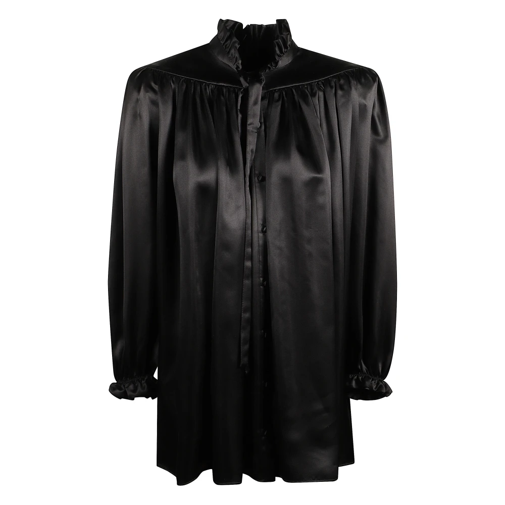Balenciaga Women's Black Lace-Up Blouse