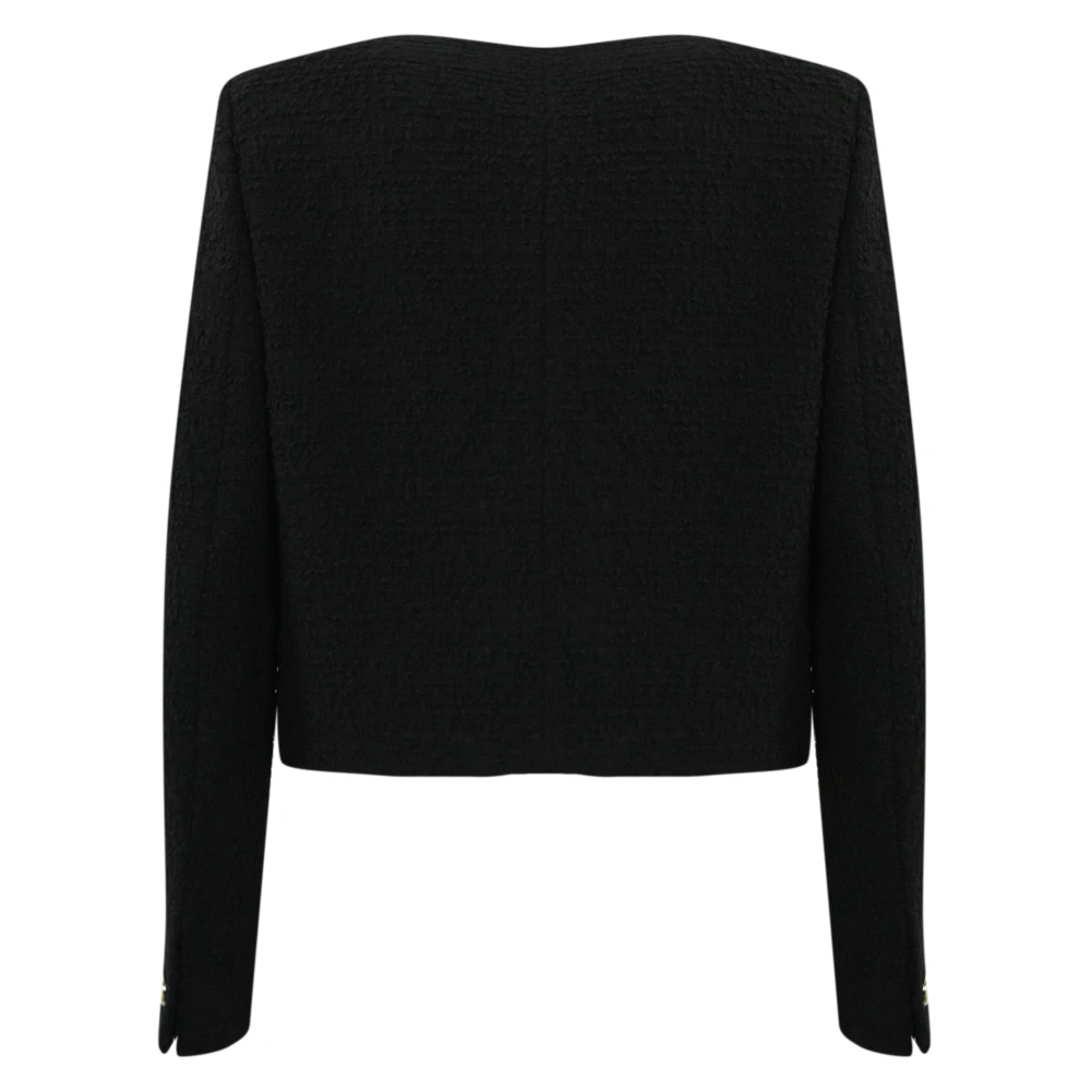 Max Mara Studio Zwarte Bouclé Kristal Geborduurde Jas Black Dames