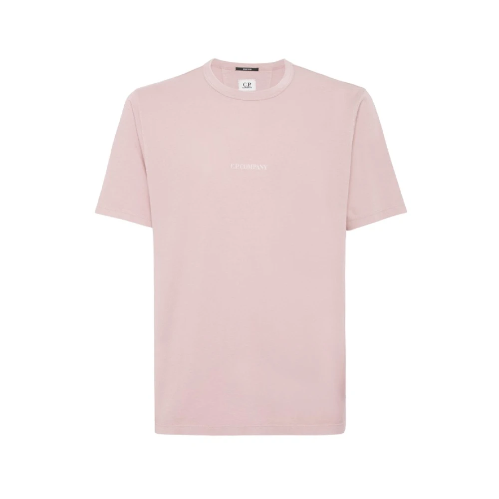 C.P. Company Italiaans Jersey Gekleurd Logo T-Shirt Pink Heren