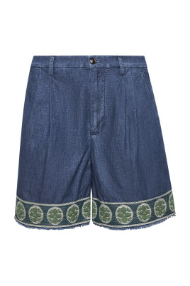 blue-floral-jacquard-shorts-with-frayed-hems