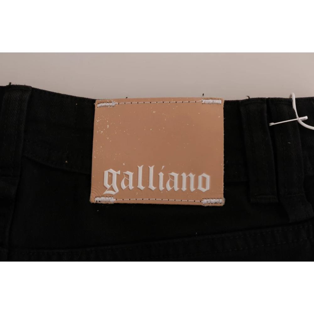 John Galliano Chique Zwarte Regular Fit Denim Jeans Black Dames