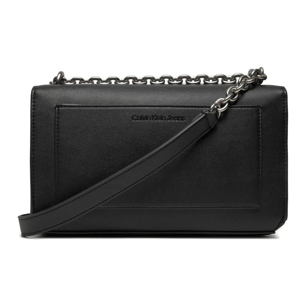Calvin Klein Jeans Kettingflap Tas Herfst Winter Collectie Black Dames