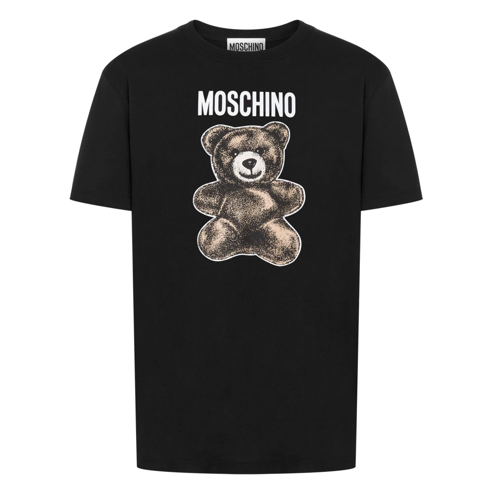 Moschino Zwarte Crew Neck T-shirt met Teddy Bear Logo Black Heren