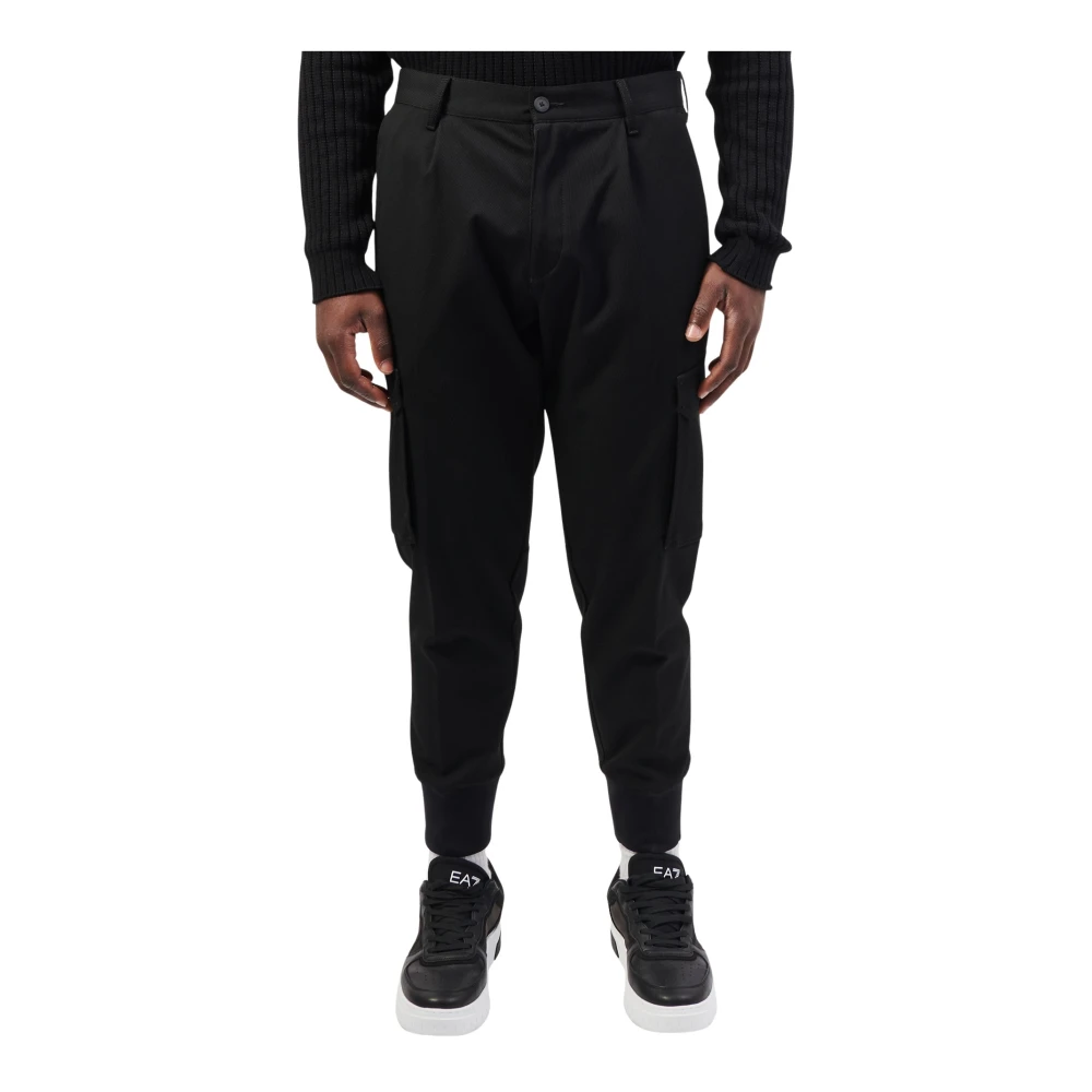 Hugo Boss Slim Fit Trendy Broek met Cargo Zakken Black Heren