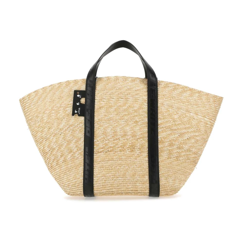Off White Eco-Vriendelijke Straw Shopping Tas Beige Dames