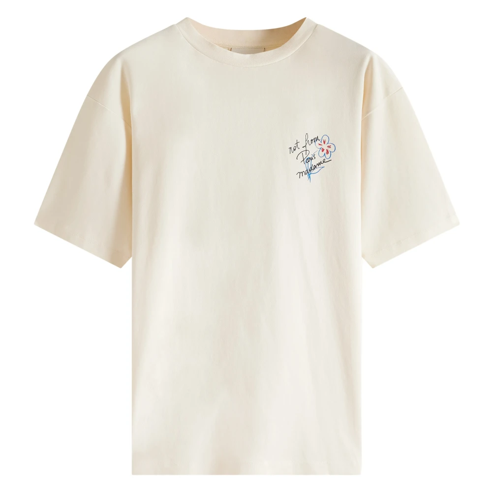 Drole de Monsieur Halfmouw Katoenen T-Shirt met Logo Beige Heren
